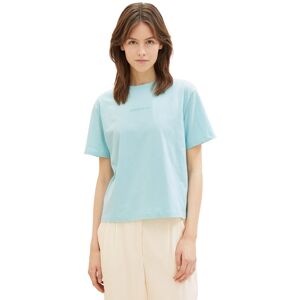 TOM TAILOR Denim Kurzarmshirt, Basic T-Shirt mit Rundhalsausschnitt und... pastel turquoise Größe S