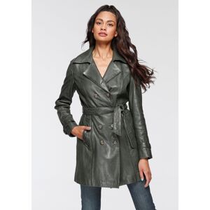 Gipsy Ledermantel »Taresa«, (2 tlg., mit Bindegürtel), Leder-Trenchcoat mit... green Größe 46/XXXL