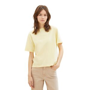 TOM TAILOR Denim Kurzarmshirt, Basic T-Shirt mit Rundhalsausschnitt und... light yellow Größe XL