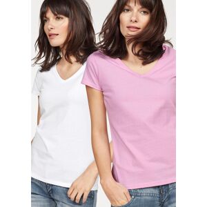 Fruit of the Loom V-Shirt »Lady-Fit Valueweight V-Neck«, (Packung, 2 tlg.,... rosa, weiss Größe XL (42)