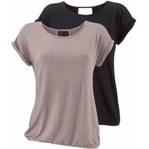 LASCANA T-Shirt, (Packung, 2er-Pack), mit modischem Cut-out im Nacken taupe-gemustert, schwarz Größe 48/50