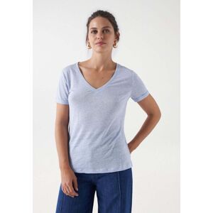 Salsa T-Shirt »Salsa Jeans T-Shirts Linen V-Neck T-Shirt« Blau Größe L