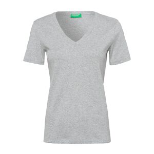 United Colors of Benetton T-Shirt, mit modischem V-Ausschnitt hellgrau Größe L (40)