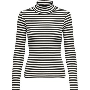 ONLY Rollkragenshirt »ONLELINA L/S ROLLNECK TOP JRS« Cloud Dancer Stripes:Black Größe XS (34)