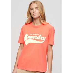 Superdry Print-Shirt »RETRO FLOCK RELAXED T SHIRT« Neon Red Größe XL