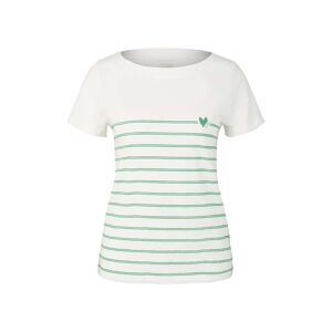 TOM TAILOR Damen T-Shirt mit U-Boot-Ausschnitt, weiß, Streifenmuster, Gr. XXXL