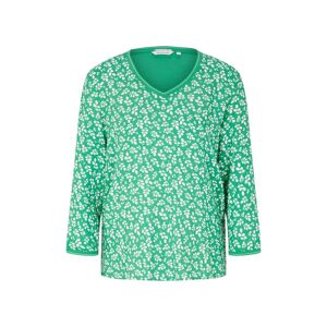 TOM TAILOR Damen Langarmshirt mit Allover-Print, grün, Blumenmuster, Gr. XL