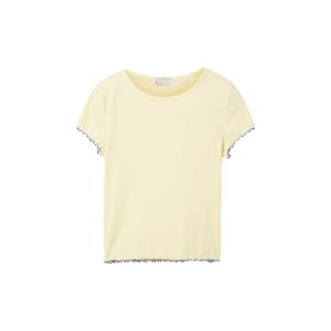 TOM TAILOR DENIM Damen Ripp T-Shirt mit Bio-Baumwolle, gelb, Uni, Gr. S