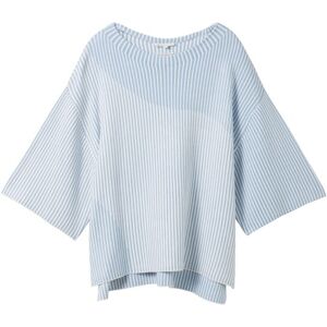 TOM TAILOR Damen Strickpullover mit LENZING(TM) ECOVERO(TM), blau, Streifenmuster, Gr. L