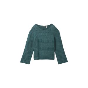 TOM TAILOR Damen Strickpullover aus Bio-Baumwolle, grün, Uni, Gr. XXL