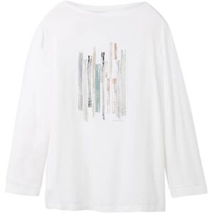 TOM TAILOR Damen 3/4 Arm Shirt mit Print, weiß, Print, Gr. L