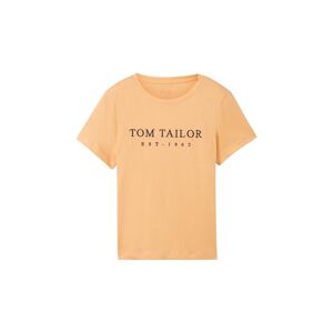 TOM TAILOR Damen T-Shirt mit gesticktem Logo, orange, Gr. S