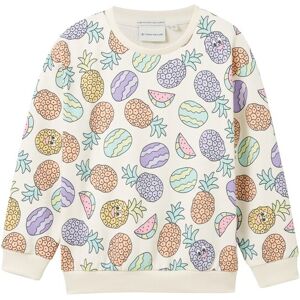 TOM TAILOR Mädchen Oversized Sweatshirt mit Allover-Print, weiß, Allover Print, Gr. 116/122