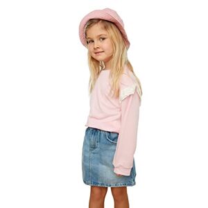 TRENDYOL Women's Rosa Brodel Girl gestrickt schlankes Sweatshirt, Pink, 5T