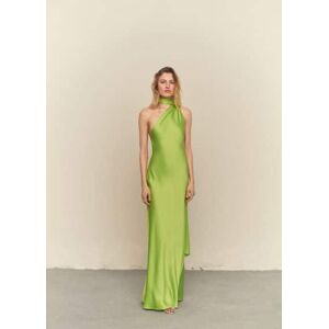 Mango Asymmetrisches Kleid mit Schleife am Hals - Limette - XS - weiblich