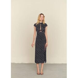 Mango Polka-Dots-Kleid mit Schlitzdetail - Schwarz - S - weiblich