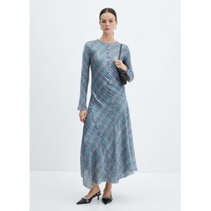 Mango Satiniertes Kleid mit Karomuster - Blau - XS - weiblich