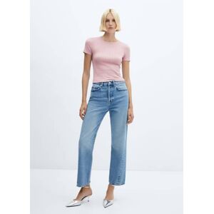 Mango Texturiertes T-Shirt mit Rippmuster - Rosa - M - weiblich