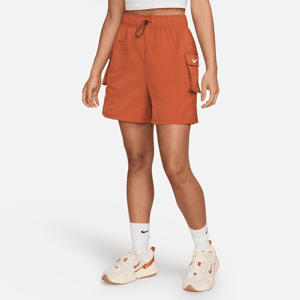 Nike Sportswear Essential Web-Shorts mit hohem Bund für Damen - Orange - XS (EU 32-34)