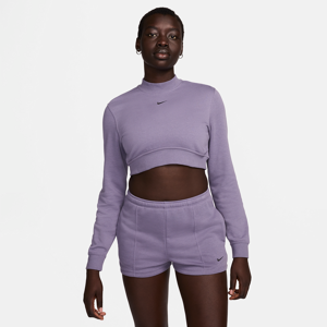 Nike Sportswear Chill Terry French-Terry-Damenoberteil im Crop-Style mit Rundhalsausschnitt - Lila - XS (EU 32-34)