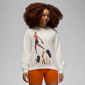 Jordan Artist Series by Darien BirksFleece-Sweatshirt mit Rundhalsausschnitt für Damen - Weiß - L (EU 44-46)