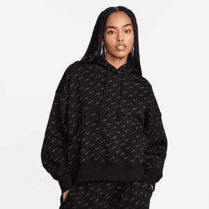 Nike Sportswear Phoenix Fleece überextragroßer Hoodie mit Print für Damen - Schwarz - M (EU 40-42)