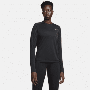 Nike Dri-FITDamen-Laufoberteil mit Rundhalsausschnitt - Schwarz - XL (EU 48-50)