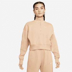 Nike Sportswear Phoenix FleeceKurz-Sweatshirt mit Halbreißverschluss für Damen - Braun - XL (EU 48-50)