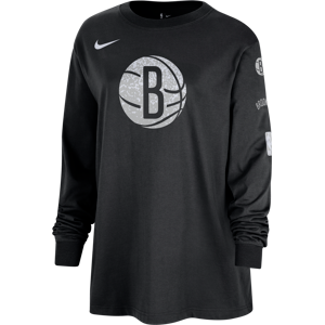 Brooklyn Nets Essential Nike NBA-T-Shirt mit langen Ärmeln für Damen - Schwarz - L (EU 44-46)