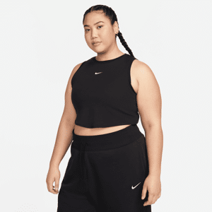 Nike Sportswear Chill Knit enges, kurz geschnittenes Mini-Rib-Tanktop für Damen (große Größe) - Schwarz - 1X