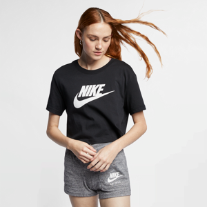 Nike Sportswear EssentialKurz-Logo-T-Shirt für Damen - Schwarz - S (EU 36-38)