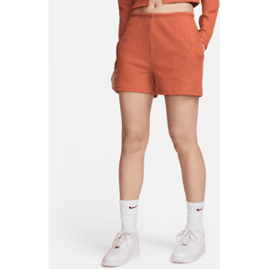 Nike Sportswear Chill Knit Ripp-Shorts mit schmaler Passform und hohem Bund für Damen (ca. 7,5 cm) - Orange - XL (EU 48-50)