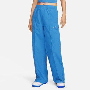 Nike Sportswear Everything Wovens Damenhose mit mittelhohem Bund und offenem Saum - Blau - L (EU 44-46)