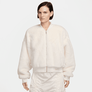Nike Sportswear wendbare Bomberjacke aus Kunstfell für Damen - Weiß - M (EU 40-42)