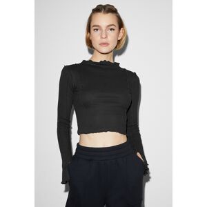 C&A CLOCKHOUSE-Crop Langarmshirt, Schwarz, Größe: L Weiblich