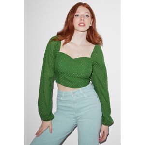 C&A CLOCKHOUSE-Crop Bluse-gepunktet, Grün, Größe: 34 Weiblich