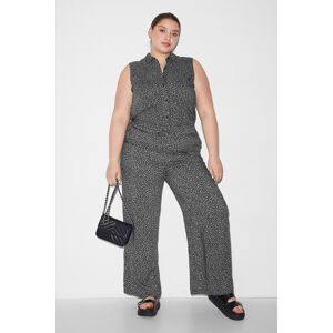 C&A CLOCKHOUSE-Stoffhose-High Waist-Wide Leg-gemustert, Schwarz, Größe: 56 Weiblich