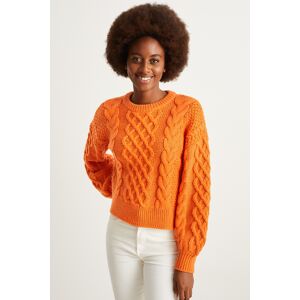 C&A Pullover-Zopfmuster, Orange, Größe: 2XL Female