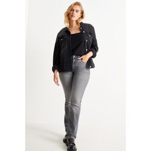 C&A Straight Jeans mit Stasssteinen-Mid Waist, Grau, Größe: 34 Weiblich