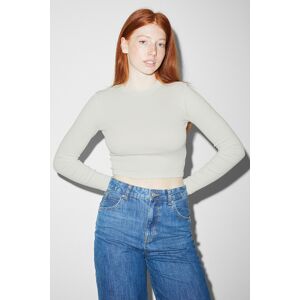 C&A CLOCKHOUSE-Crop Langarmshirt, Weiss, Größe: S Weiblich