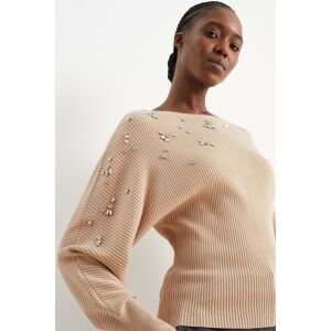 C&A Pullover-gerippt, Beige, Größe: XL Weiblich