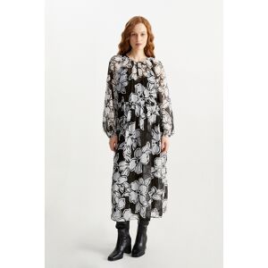 C&A Chiffon-Kleid-geblümt, Schwarz, Größe: 42 Weiblich