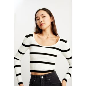 C&A CLOCKHOUSE-Crop Pullover-gestreift, Weiss, Größe: XL Weiblich