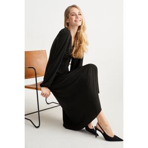 C&A Fit & Flare Kleid mit V-Ausschnitt, Schwarz, Größe: 36 Weiblich