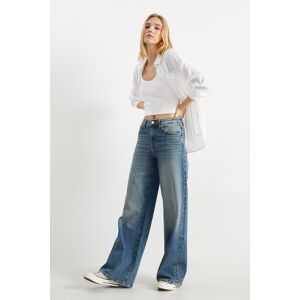 C&A CLOCKHOUSE-Wide Leg Jeans-Mid Waist, Blau, Größe: 34 Weiblich