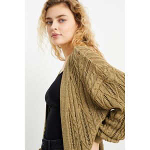 C&A Strickjacke-Zopfmuster, Braun, Größe: S Weiblich