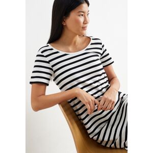 C&A Basic-T-Shirt-Kleid-gestreift, Weiss, Größe: M Weiblich