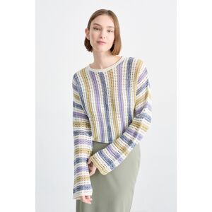 C&A CLOCKHOUSE-Crop Pullover-gestreift, Lila, Größe: S Female