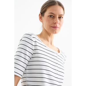 C&A Basic-T-Shirt-gestreift, Weiss, Größe: XL Weiblich