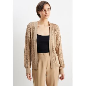 C&A Strickjacke-Zopfmuster, Beige, Größe: M Weiblich